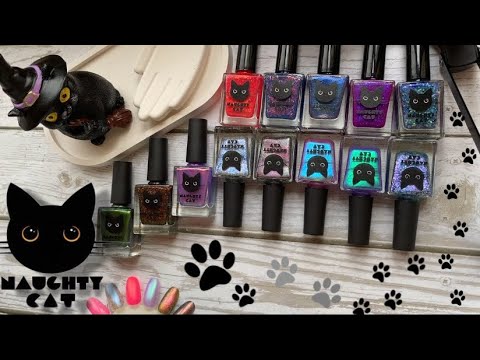 Видео: #NaughtyCat/выкраска моей коллекции лаков/#nails/#ногти/#swatches/#обычныйлак/#лакдляногтей