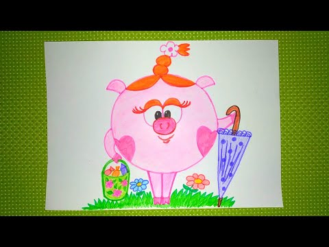 Видео: КАК НАРИСОВАТЬ НЮШУ из мультика СМЕШАРИКИ. Показ с объяснением.