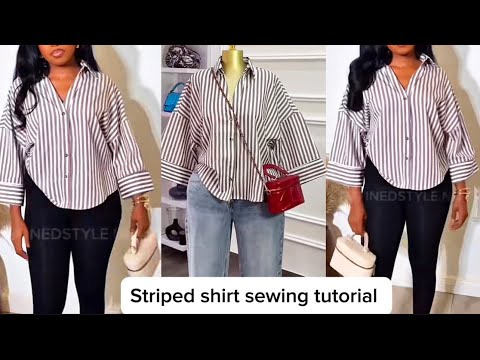 Видео: Как раскроить и сшить модную полосатую рубашку с V-образным вырезом