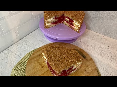 Видео: Торт бисквитный клубника. Құлпынайлы торт. Тегін мастер класс