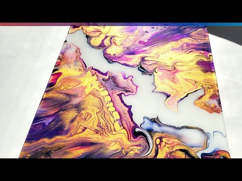 Видео: Золотое Пламя🔥 ~ Заливка акрилом ~ Легкая Техника с Воронкой ~ Жидкий Акрил