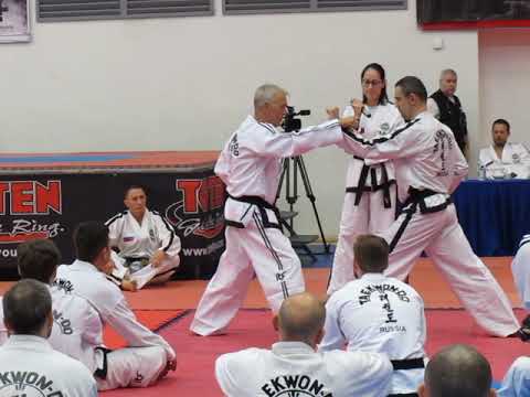 Видео: Семинар ГрандМастер Бос 9дан Двухшаговый спарринг Классическая техника Таеквон-до ИТФ (МФТ)