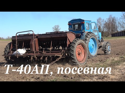 Видео: Трактор Т-40 АП и сеялка Сз-3,6 , посев ячменя. Т-25 на подхвате.