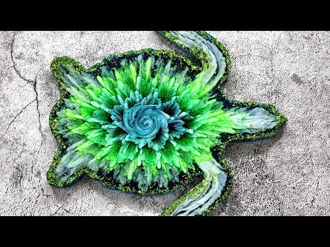 Видео: #1515 Великолепная черепаха из смолы, созданная с использованием техники 3D-цветов