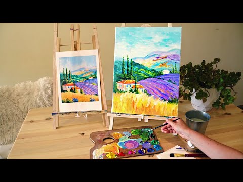 Видео: Рисуване на картина с акрилни бои - Пейзаж