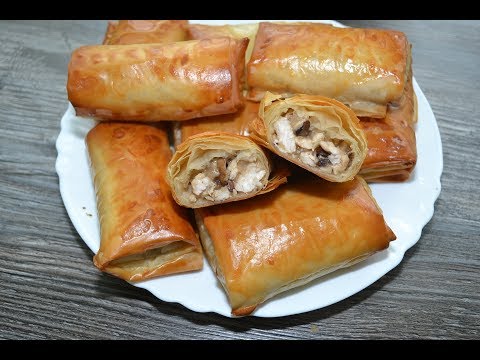 Видео: Пирожки из теста фило с курицей и грибами