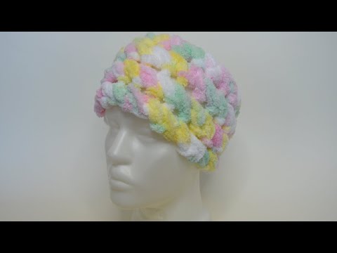 Видео: Повязка на голову из Ализе Пуффи за 10 минут / вязание руками