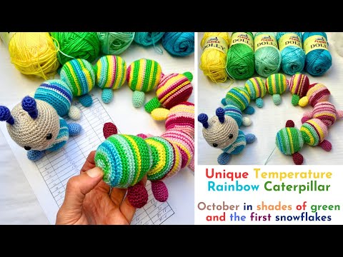 Видео: 💚 Уникальная радужная ГУСЕНИЦА! 🧡 Октябрь в оттенках зелёного и первые снежинки 💗💙❤️