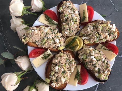 Видео: Очень вкусные бутерброды с авокадо и тунцом.