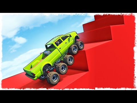 Видео: КАК ДАЛЕКО ЗАЕДЕТ МОНСТР С 10 КОЛЕСАМИ??? ЛЕСТНИЦА В GTA ONLINE!!!