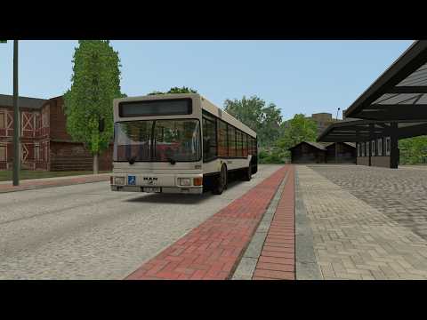 Видео: OMSI2, карта Great Grundorf, маршрут 77 кольцевой, MAN NL202 - EN92