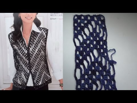 Видео: Филейный Узор крючком Оригинальное решение для жилета