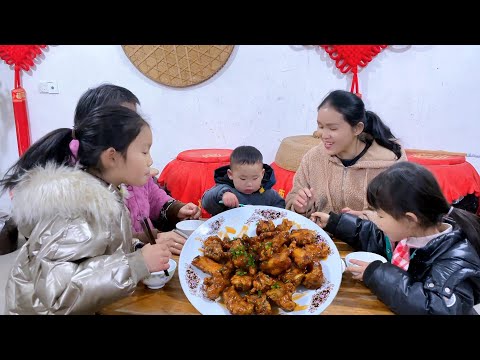 Видео: Кисло-сладкие свиные ребрышки становятся все лучше и лучше, 3 ребенка торопятся есть