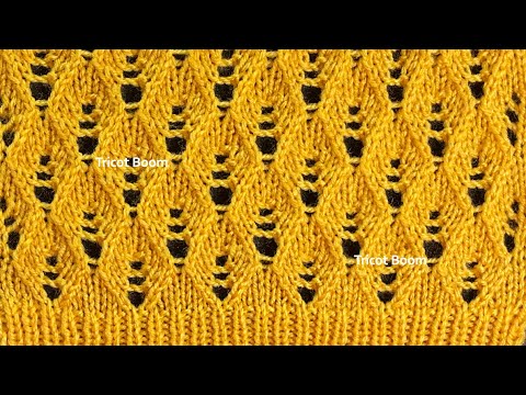 Видео: Ажурный узор "Шмель". Вязание спицами. Bumblebee knitting.