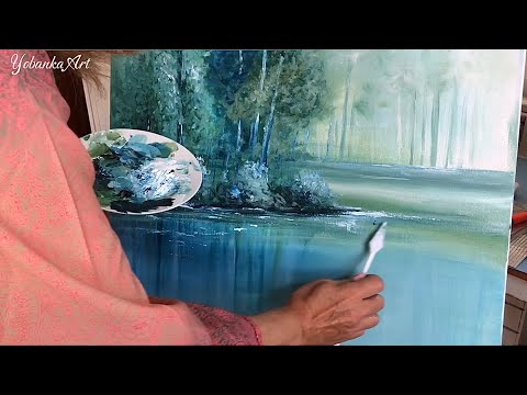Видео: Невероятный эффект глубины / Пейзаж с отражениями / Легкие и спонтанные мазки кисти