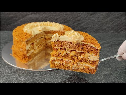 Видео: нереально вкусный торт "КАРАМЕЛЬКА" с арахисом! Без желатина! Недорого!