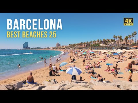 Видео: Прогулка по пляжу Барселоны ☀️ От Богателль до пляжа Барселонета | 4K тур