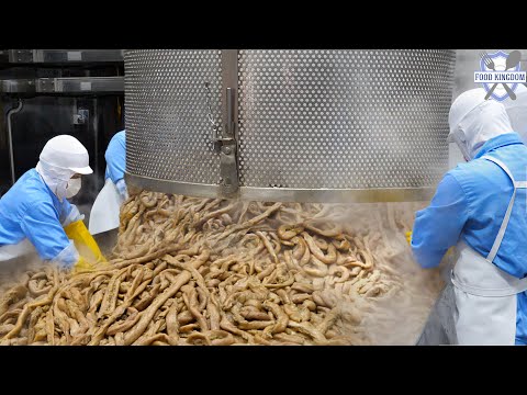 Видео: Массовое производство чистых и подавляющих коровьих кишок / Корейская пищевая фабрика