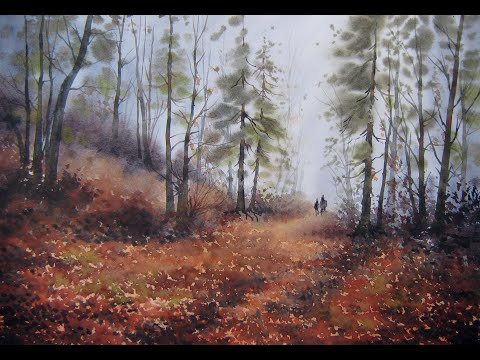 Видео: Поздняя осень. Акварель/Late autumn. Watercolor