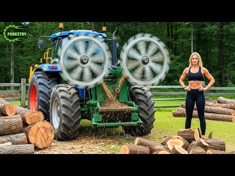 Видео: Самая быстрая и большая машина для обработки дров | Опасная большая бензопила для резки деревьев №22