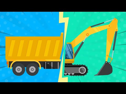 Видео: Угадай Машинку по половинке - Самосвал и Экскаватор - Строительные машинки. Мультики для детей