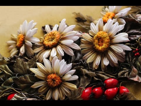 Видео: Цветок РОМАШКИ канзаши из лент / DIY Ribbon Flower KANZASHI