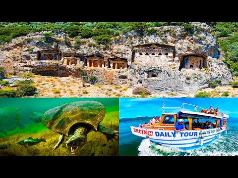Видео: Турция. Дальян. Ликийские гробницы. Черепахи гиганты ...