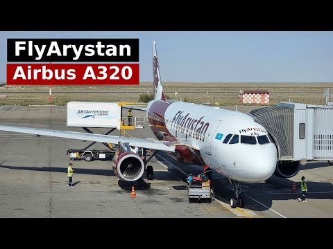 Видео: Airbus A320 а/к FlyArystan | Рейс Актобе — Актау