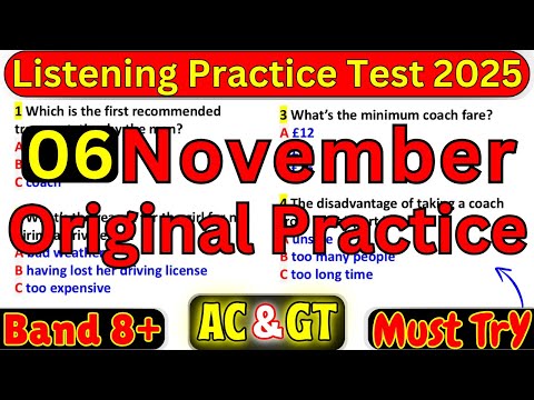 Видео: ОРИГИНАЛЬНЫЙ ЭКЗАМЕН IELTS НА 6 НОЯБРЯ 2025 ГОДА: ТЕСТ ПО АУДИРОВАНИЮ С ОТВЕТАМИ | РЕАЛЬНАЯ ПРАКТ...