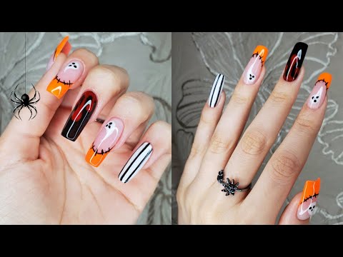 Видео: *ногти на Хэллоуин 🍁🎃 маникюр | дизайн (no talking)