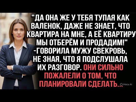Видео: «Свекровь не знала, что я слышала их план отобрать мою квартиру. Они об этом пожалели