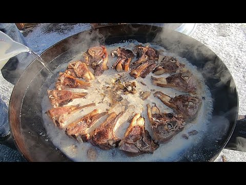 Видео: БАРАНЬИ РЁБРЫШКИ НА САДЖЕ.СОЛНЕЧНЫЙ ЗИМНИЙ ДЕНЬ