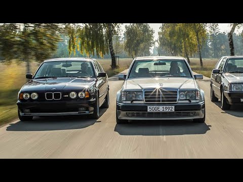 Видео: BMW M5 E34 против Mercedes Е500 w124, яростная схватка - Alpina B10 Biturbo, AMG Hammer, E60 AMG!