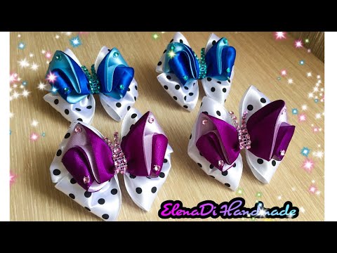Видео: Бантики с бабочками из атласных лент канзаши