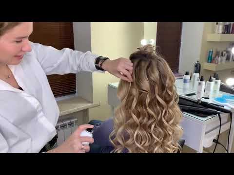 Видео: Крупные локоны на плойку на длинные волосы. Прическа на свадьбу, выпускной, фотосессию.