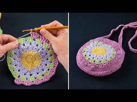 Видео: Простая вязаная крючком сумка на плечо «бабушкин квадрат» Miarti🧶