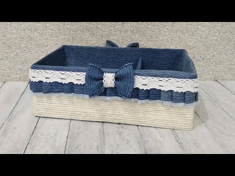 Видео: Корзина для хранения из верёвки - DIY. Storage box with rope