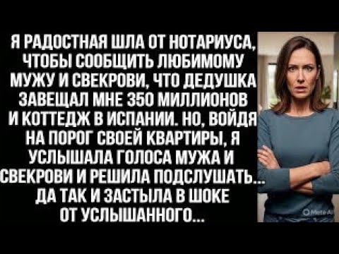 Видео: Я радостная шла от нотариуса, чтобы сообщить мужу и свекрови, что дедушка завещал мне 350 миллионов