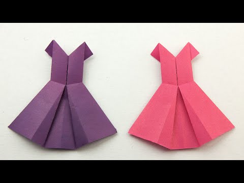Видео: Платье из бумаги для куклы | Origami Dress DIY  | Origami paper craft