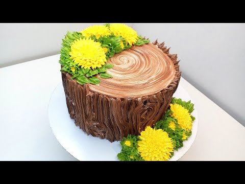 Видео: Торт Одуванчики на пеньке(крем БЗК). /Cake Dandelions on a stump(protein custard).