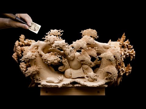 Видео: резьба по дереву/ мастер инь-ян Абэ-но Сэймэй/ для поплавка синтоистских фестивалей Японии #3