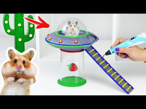 Видео: ЛЕТАЮЩАЯ ТАРЕЛКА ДЛЯ ХОМЯКА 🐹 РИСУЮ 3D РУЧКОЙ | МУЛЬТФИЛЬМ С ХОМЯКАМИ