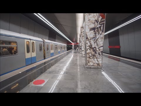 Видео: Russia, Moscow, metro ride from Ломоносовский проспект to Минская