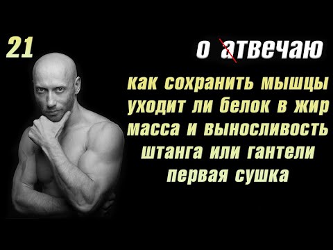 Видео: Отвечаю (21): Как не стопить мышцы на сушке, масса и выносливость, штанга или гантели