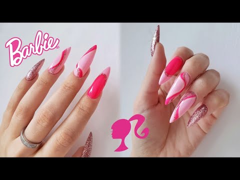 Видео: 💗 наращивание гелевыми типсами | Ногти самой себе | Дизайн Barbie (no talking)