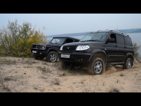 Видео: "Гелендваген"против Уаз Патриот на бездорожье.