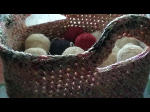 Видео: МК .Корзинка. Вяжем из остатков пряжи. красивая,яркая