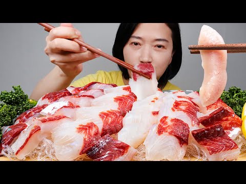 Видео: Корейская еда Сашими из кефали мукбанг звуки еды