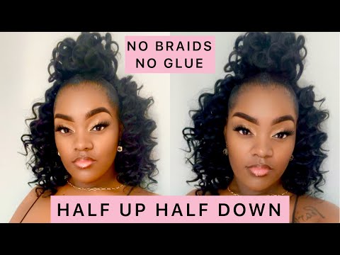 Видео: БЕЗ КОС И КЛЕЯ Кудрявые волосы, связанные крючком наполовину вверх, наполовину вниз с небрежным п...