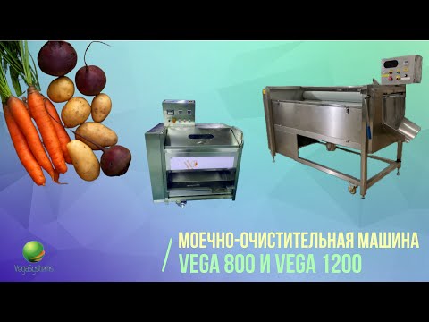 Видео: Мойка для корнеплодов (картофель, морковь, свекла) Vega 800 и Vega 1200 с разными степенями очистки